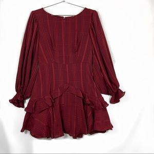 Saints + Secrets Long Sleeve Mini Dress Wine Sz M